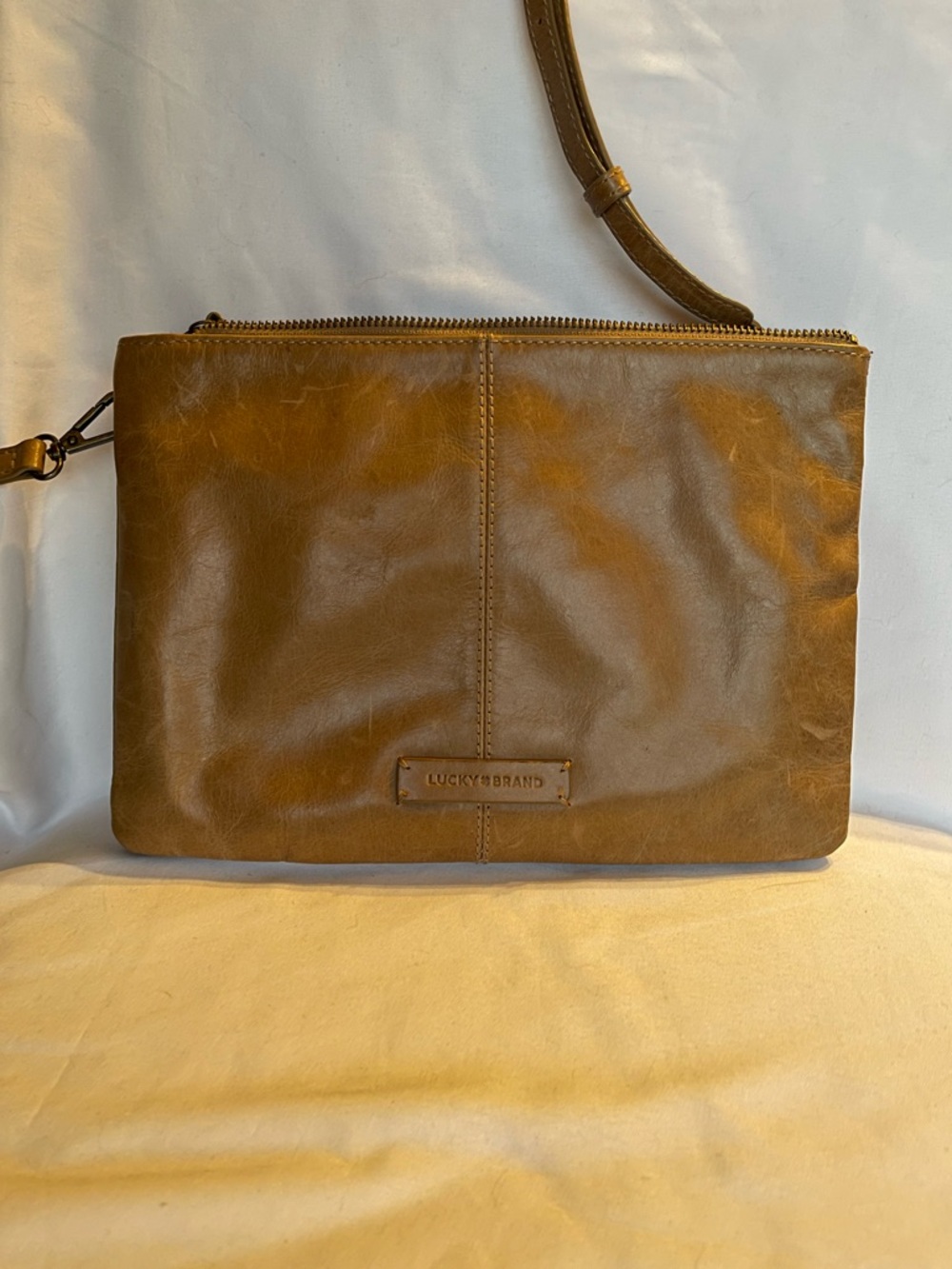 Lucky Brand Tan Leather Messenger Crossbody